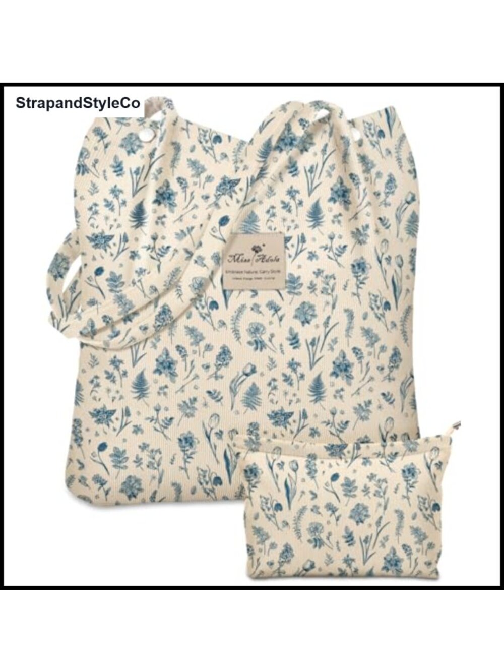2 Pack Corduroy Tote Bag Set with Pouch Large Reusable Grocery Bag